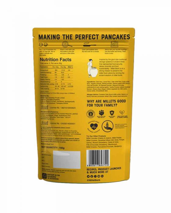 Banana Pancake Mix Sweetened With Jaggery (Millet Bank) (150 Grams)