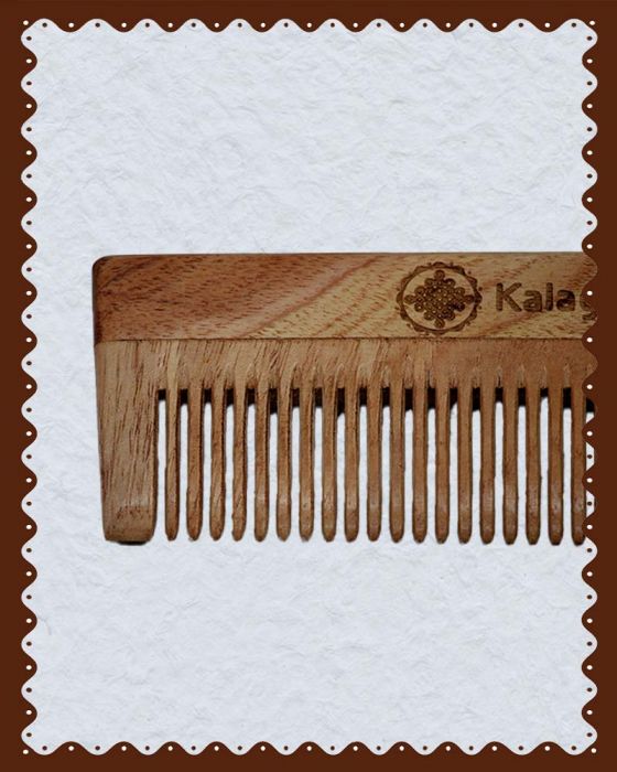 Neem Wood Lily Hair Comb|1 Pc|