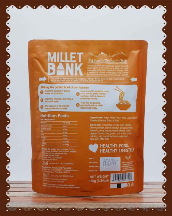 Pearl Millet Noodles|Millet Bank| 180 Grams|