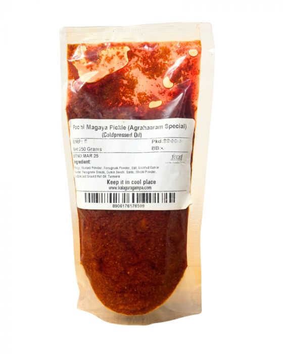 Pachi Magaya Pickle (Agrahaaram Special) (Coldpressed Oil) (250 Grams)
