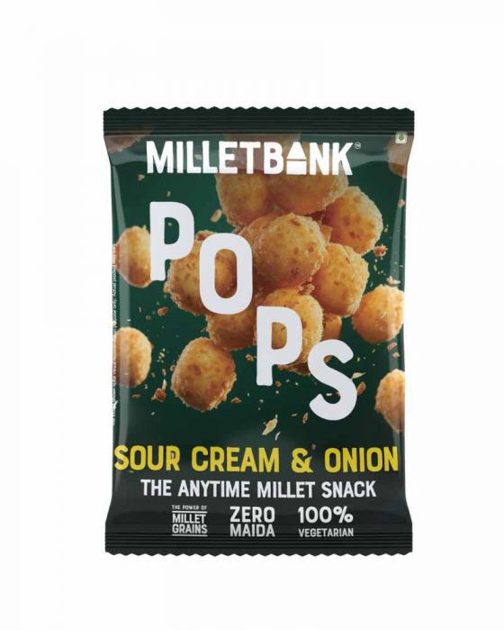 Pops Sour Cream & Onion (The Anytime Millet Snack) (Millet Bank) (30 Grams)