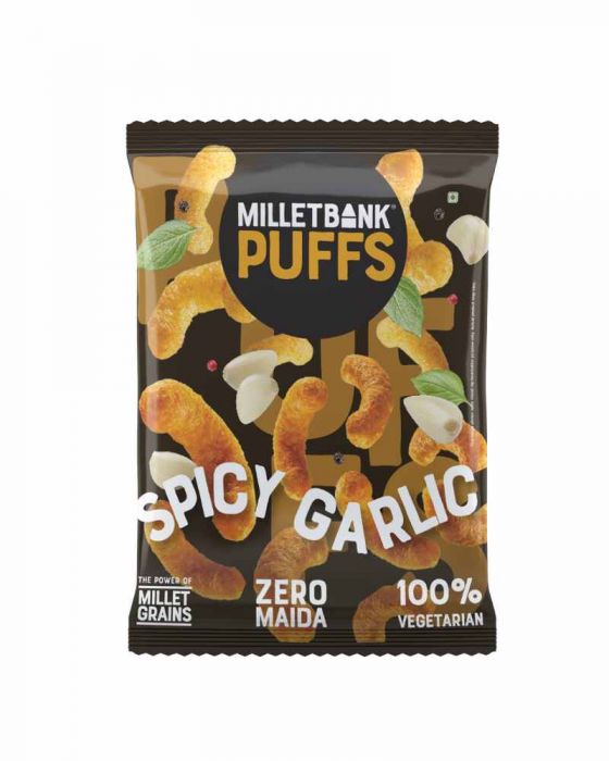 Puffs Spicy Garlic (The Power Of Millet Grains) (Millet Bank) (30 Grams)