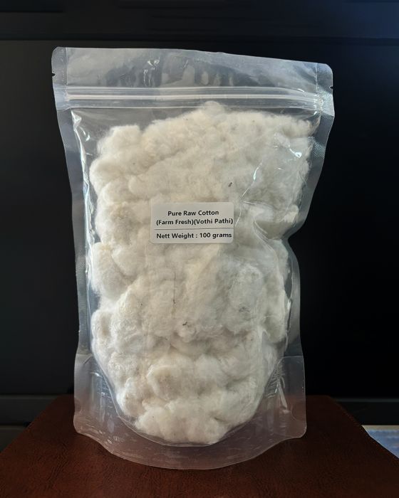 Pure Raw Cotton For Pooja Wicks (Farm Fresh) (Vothi Pathi) (100 Grams)