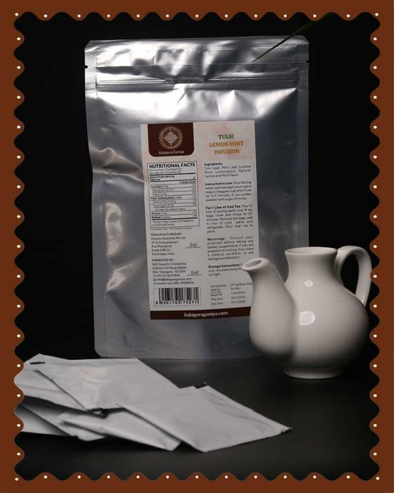 Tulsi Lemon Mint Tea Bags|Refreshing Herbal Infusion |20 Pcs|