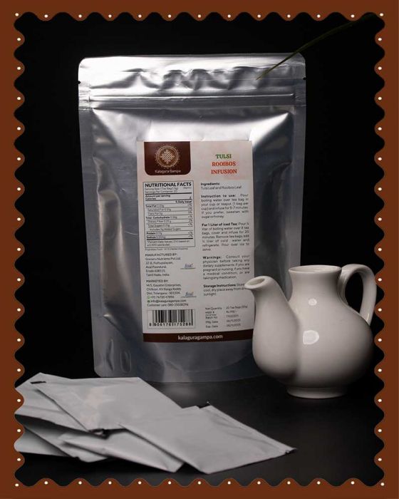 Tulsi Rooibos Tea Bags| Naturally Sweet Herbal Infusion|20 Pcs|