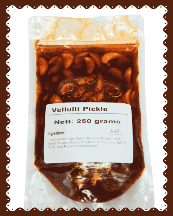 Garlic Pickle (Vellulli) (Agrahaaram Special) (Coldpressed Oil) (250 Grams)