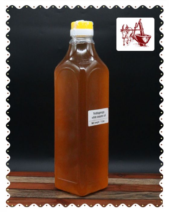 White Sesame Oil (Yedduganuga/Bull Driven Ghani/Traditional Coldpressed Oil) (1 Liter)