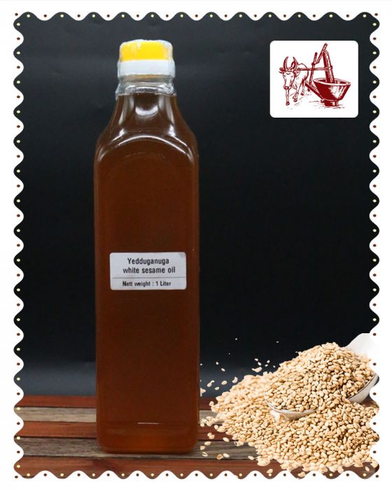 White Sesame Oil (Yedduganuga/Bull Driven Ghani/Traditional Coldpressed Oil) (1 Liter)
